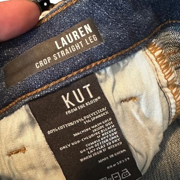 Kut From The Kloth Blue Lauren Crop Straight Leg Denim Jeans Women Sz 6 - Picture 9 of 9